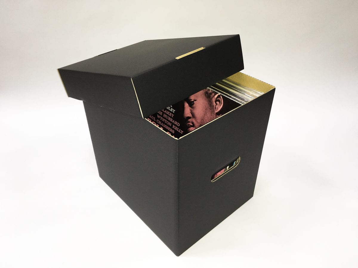 12" / LP Record Storage Box with Lid BLACK (Made in Japan) Plug